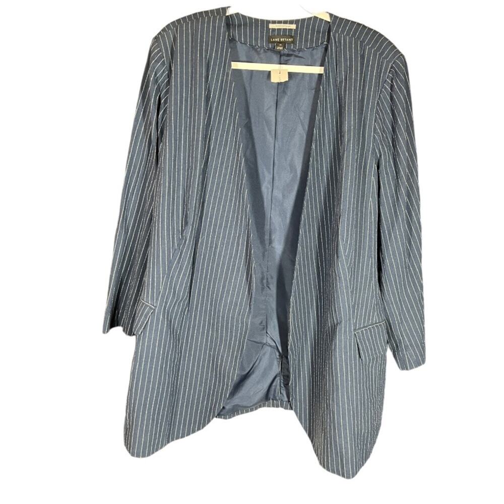 Lane Bryant The Bryant Blazer Womens‎ 26 Blue White Pinstripe LINEN Blend NWT